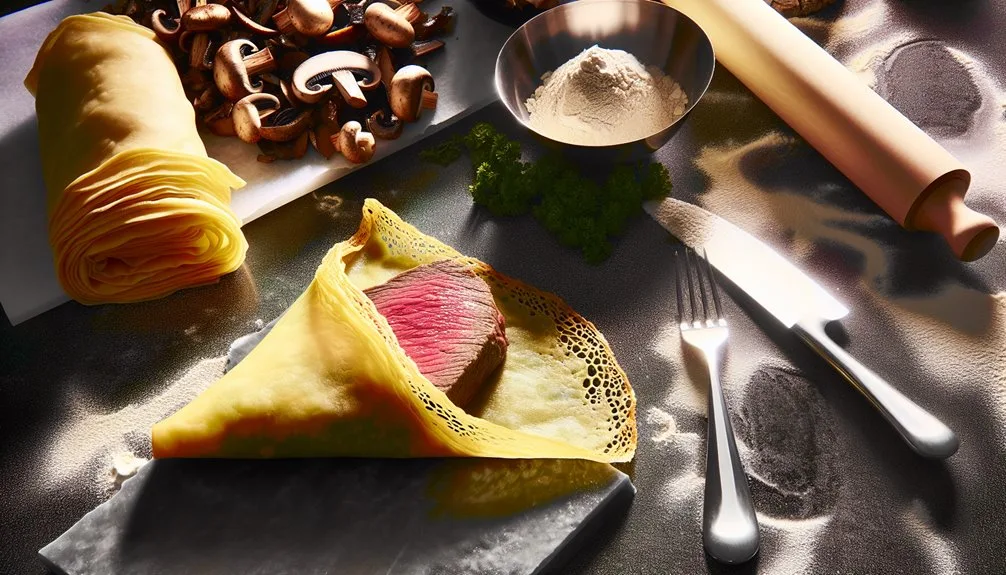 beef wellington crepe preparation